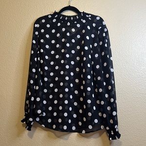 NWT Torrid, sheer, polka-dot, long sleeve top. Size 00 (A-6)